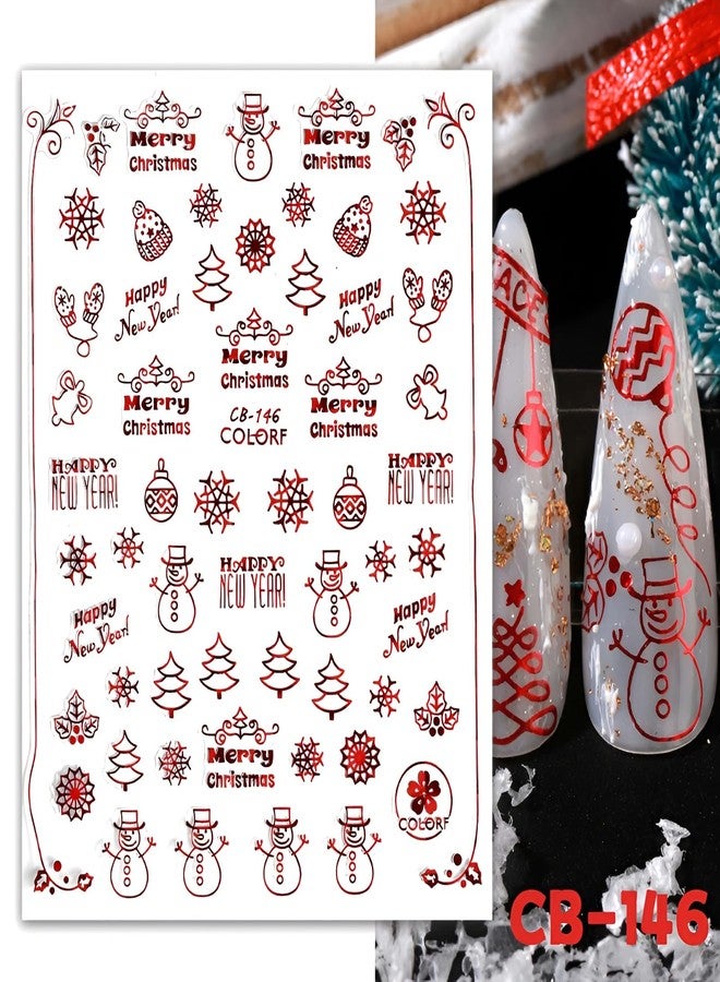 SPLOCUDU 9 Sheets Christmas Nail Art Stickers Decals Red Santa Claus Nail Decals 3D Self-Adhesive Pegatinas Uñas Elk Christmas Tree and Snowflake Nail Stickers Acrylic Nails DIY Design Nail Supplies for Women - Image 5